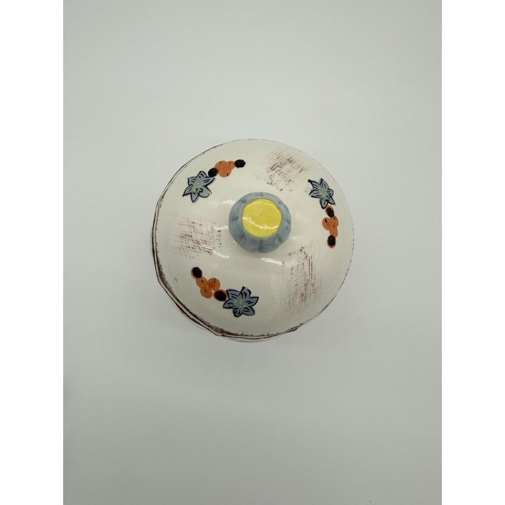 W CL Ceramic Fruit Canister Jar Lid Hand Painted Grapes Pear Apple White 8in - Picture 4 of 7